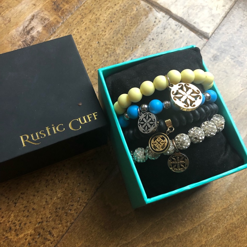 (4) Rustic Cuff stretch bracelets.